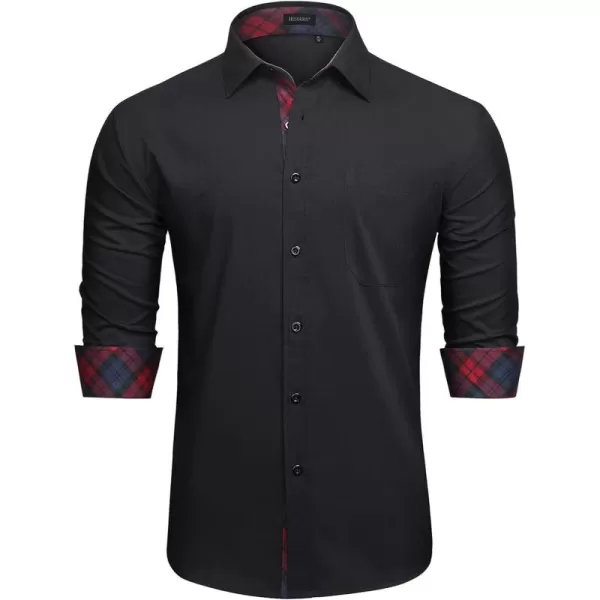 HISDERN Mens Dress Shirts Long Sleeve Button Down Casual Shirts for Men Inner Contrast Formal Business Tuxedo Wedding Shirt