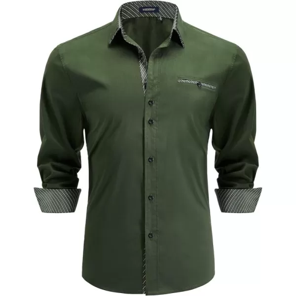 HISDERN Mens Dress Shirts Long Sleeve Button Down Casual Shirts for Men Inner Contrast Formal Business Tuxedo Wedding Shirt
