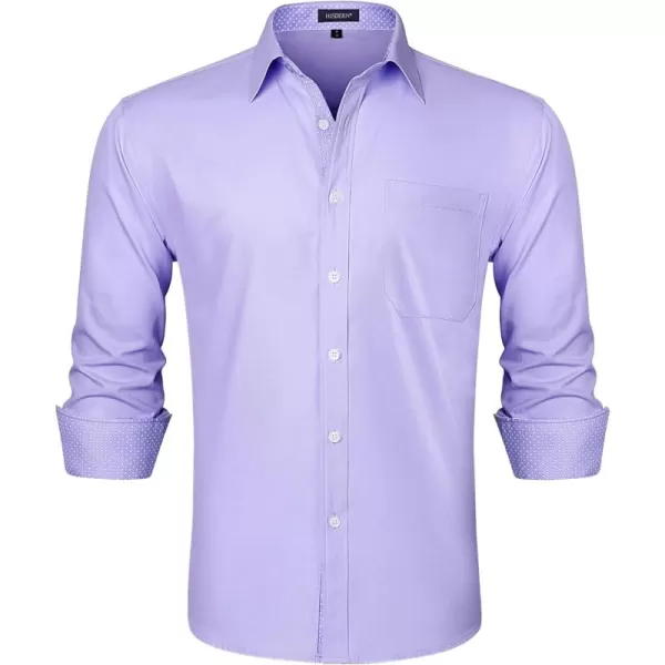 HISDERN Mens Dress Shirts Long Sleeve Button Down Casual Shirts for Men Inner Contrast Formal Business Tuxedo Wedding Shirt