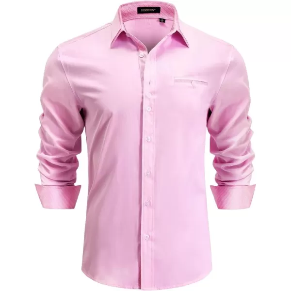 HISDERN Mens Dress Shirts Long Sleeve Button Down Casual Shirts for Men Inner Contrast Formal Business Tuxedo Wedding Shirt