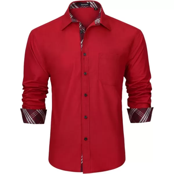 HISDERN Mens Dress Shirts Long Sleeve Button Down Casual Shirts for Men Inner Contrast Formal Business Tuxedo Wedding Shirt