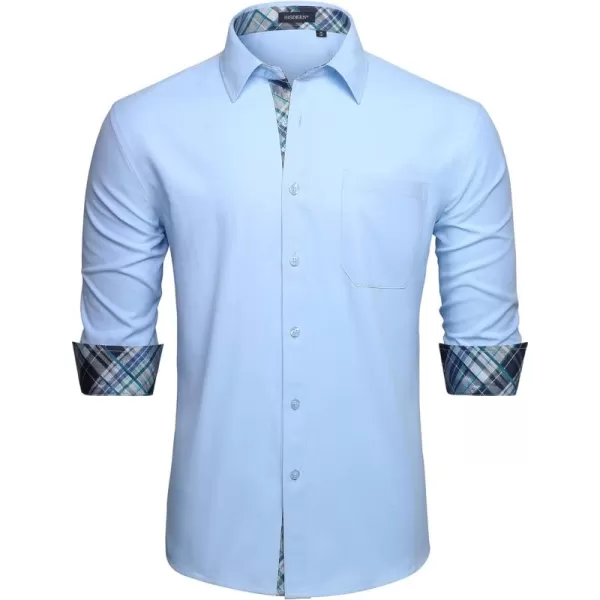 HISDERN Mens Dress Shirts Long Sleeve Button Down Casual Shirts for Men Inner Contrast Formal Business Tuxedo Wedding Shirt