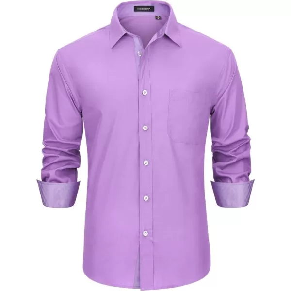 HISDERN Mens Dress Shirts Long Sleeve Button Down Casual Shirts for Men Inner Contrast Formal Business Tuxedo Wedding Shirt