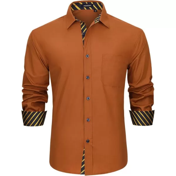 HISDERN Mens Dress Shirts Long Sleeve Button Down Casual Shirts for Men Inner Contrast Formal Business Tuxedo Wedding Shirt