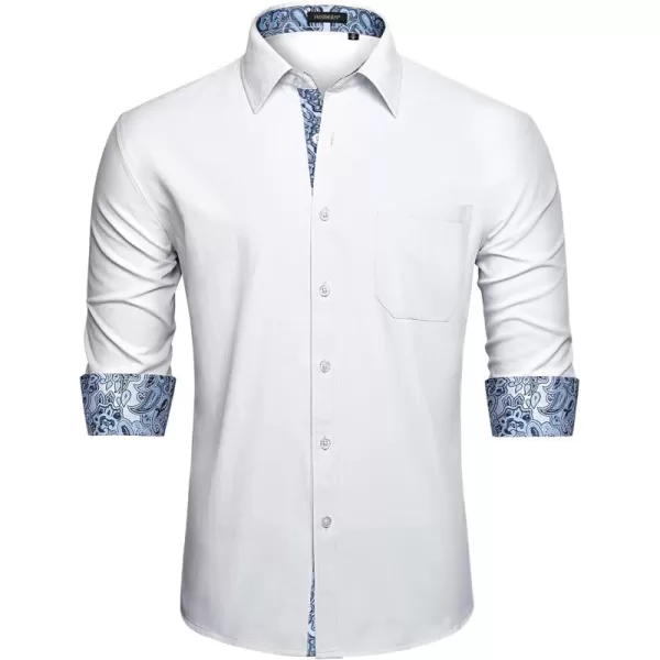 HISDERN Mens Dress Shirts Long Sleeve Button Down Casual Shirts for Men Inner Contrast Formal Business Tuxedo Wedding Shirt