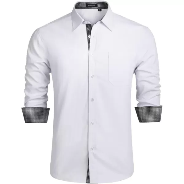 HISDERN Mens Dress Shirts Long Sleeve Button Down Casual Shirts for Men Inner Contrast Formal Business Tuxedo Wedding Shirt