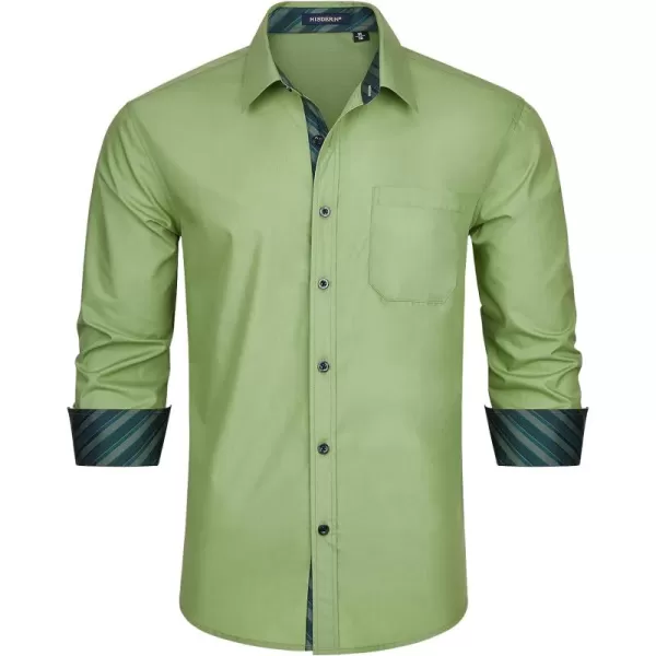 HISDERN Mens Dress Shirts Long Sleeve Button Down Casual Shirts for Men Inner Contrast Formal Business Tuxedo Wedding Shirt