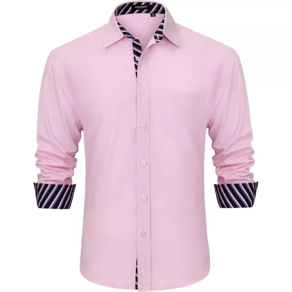 HISDERN Mens Dress Shirts Long Sleeve Button Down Casual Shirts for Men Inner Contrast Formal Business Tuxedo Wedding Shirt