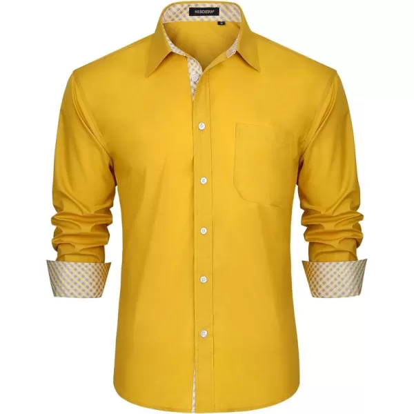 HISDERN Mens Dress Shirts Long Sleeve Button Down Casual Shirts for Men Inner Contrast Formal Business Tuxedo Wedding Shirt