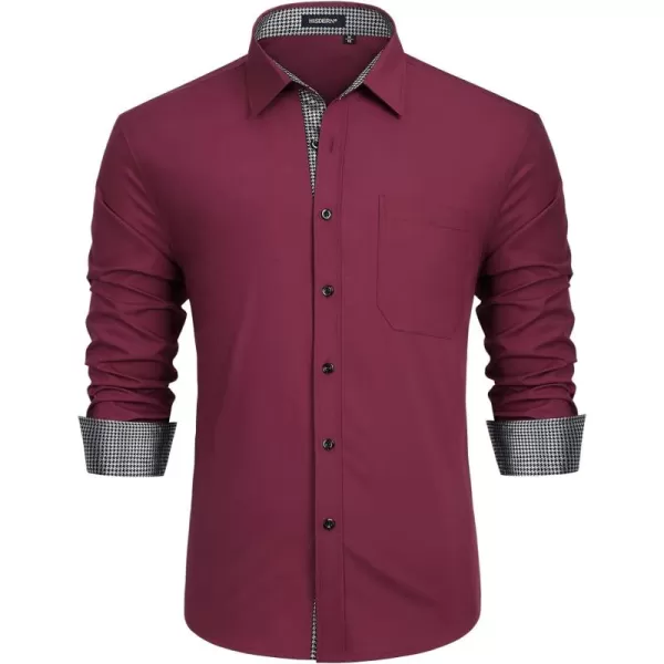 HISDERN Mens Dress Shirts Long Sleeve Button Down Casual Shirts for Men Inner Contrast Formal Business Tuxedo Wedding Shirt