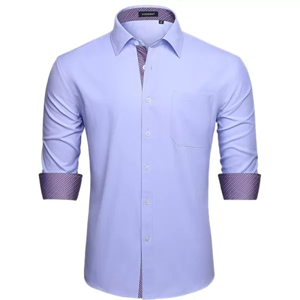 HISDERN Mens Dress Shirts Long Sleeve Button Down Casual Shirts for Men Inner Contrast Formal Business Tuxedo Wedding Shirt
