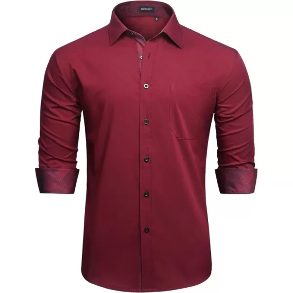 HISDERN Mens Dress Shirts Long Sleeve Button Down Casual Shirts for Men Inner Contrast Formal Business Tuxedo Wedding Shirt