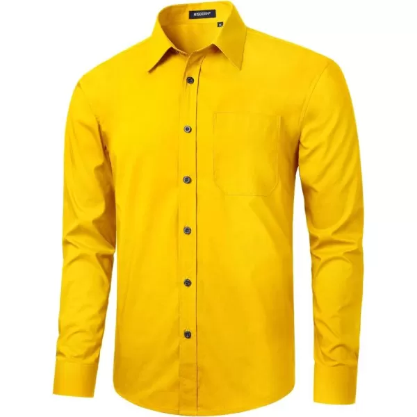 HISDERN Mens Dress Shirts Long Sleeve Button Down Shirts for Men Casual Solid Formal Business Regular Fit Shirt with Pocket
