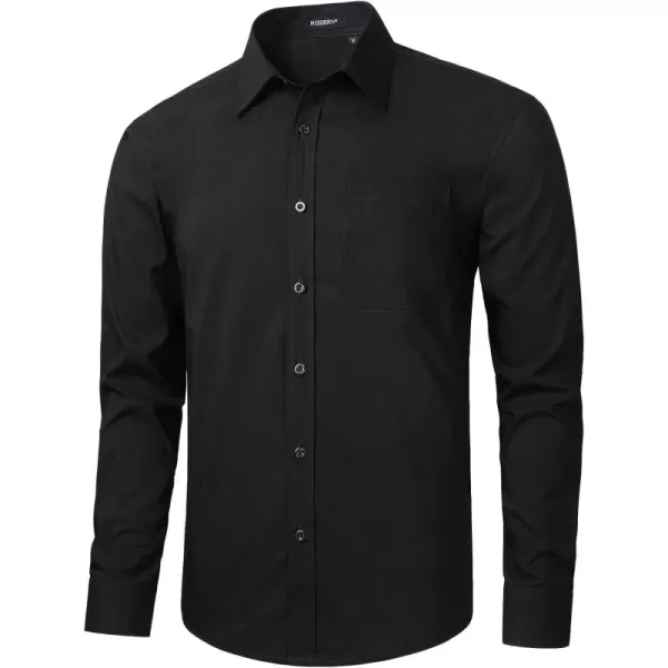 HISDERN Mens Dress Shirts Long Sleeve Button Down Shirts for Men Casual Solid Formal Business Regular Fit Shirt with Pocket