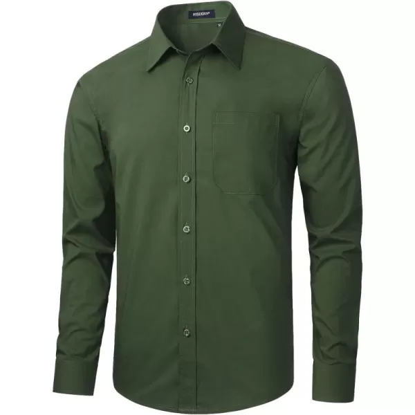 HISDERN Mens Dress Shirts Long Sleeve Button Down Shirts for Men Casual Solid Formal Business Regular Fit Shirt with Pocket