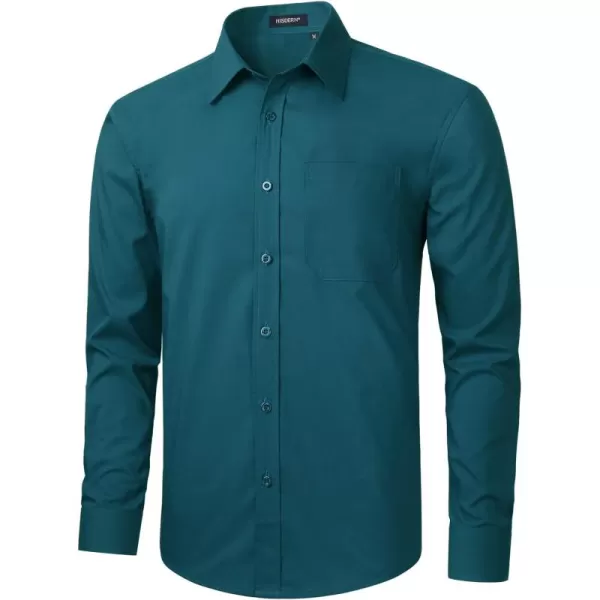 HISDERN Mens Dress Shirts Long Sleeve Button Down Shirts for Men Casual Solid Formal Business Regular Fit Shirt with Pocket