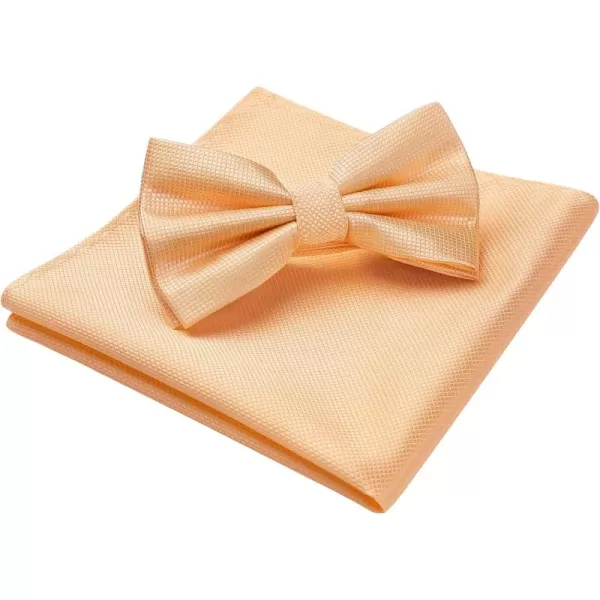 HISDERN Mens Pretied Bow Tie: Solid Color Tuxedo Bowtie and Pocket Square Set - Clip on Wedding Bow Ties for Men