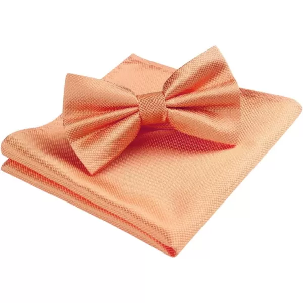 HISDERN Mens Pretied Bow Tie: Solid Color Tuxedo Bowtie and Pocket Square Set - Clip on Wedding Bow Ties for Men