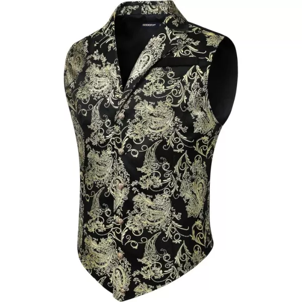 HISDERN Mens Shiny Paisley Suit Vest Victorian Steampunk Gothic Waistcoat for Men Wedding Party Suit or Tuxedo