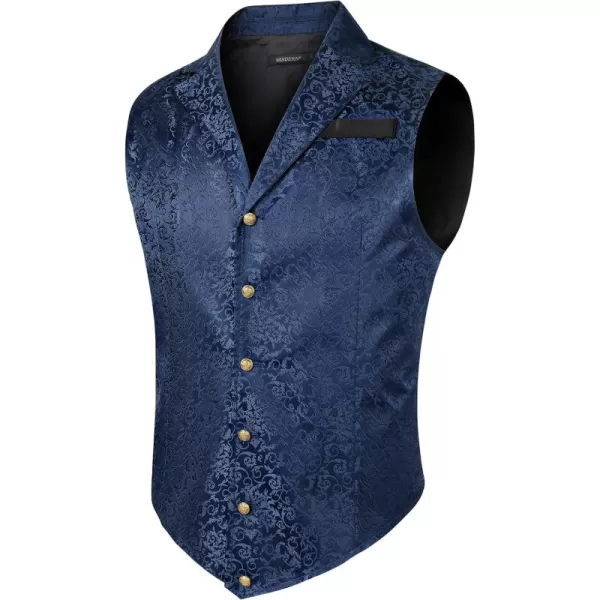HISDERN Mens Shiny Paisley Suit Vest Victorian Steampunk Gothic Waistcoat for Men Wedding Party Suit or Tuxedo