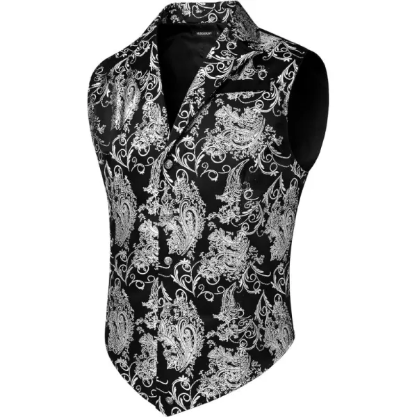HISDERN Mens Shiny Paisley Suit Vest Victorian Steampunk Gothic Waistcoat for Men Wedding Party Suit or Tuxedo