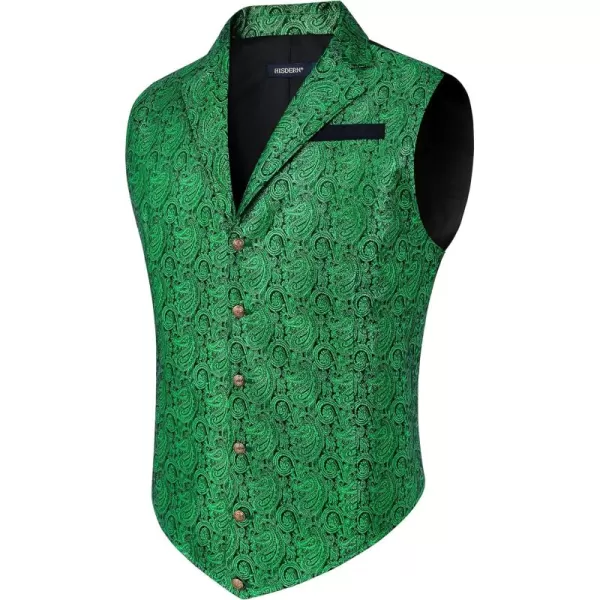 HISDERN Mens Shiny Paisley Suit Vest Victorian Steampunk Gothic Waistcoat for Men Wedding Party Suit or Tuxedo