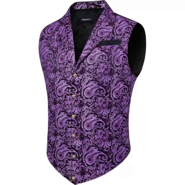 HISDERN Mens Shiny Paisley Suit Vest Victorian Steampunk Gothic Waistcoat for Men Wedding Party Suit or Tuxedo