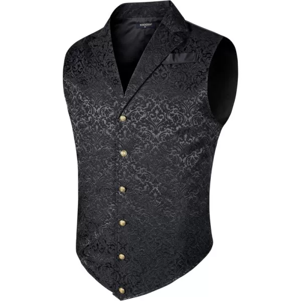 HISDERN Mens Shiny Paisley Suit Vest Victorian Steampunk Gothic Waistcoat for Men Wedding Party Suit or Tuxedo
