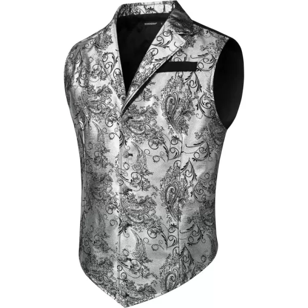 HISDERN Mens Shiny Paisley Suit Vest Victorian Steampunk Gothic Waistcoat for Men Wedding Party Suit or Tuxedo