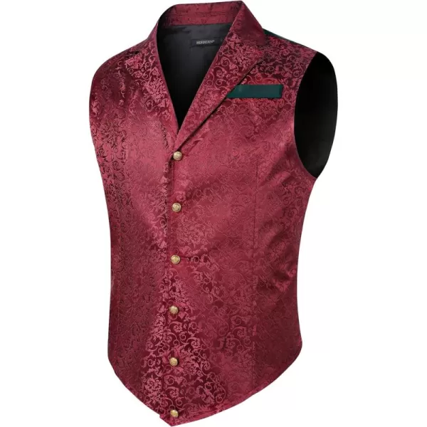 HISDERN Mens Shiny Paisley Suit Vest Victorian Steampunk Gothic Waistcoat for Men Wedding Party Suit or Tuxedo