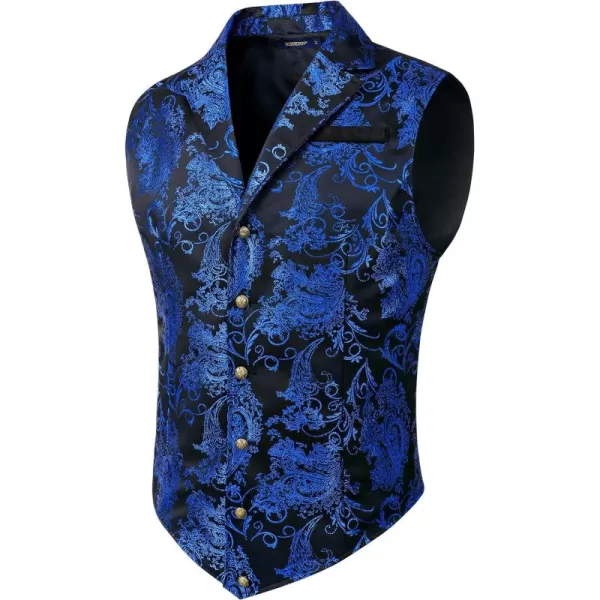 HISDERN Mens Shiny Paisley Suit Vest Victorian Steampunk Gothic Waistcoat for Men Wedding Party Suit or Tuxedo
