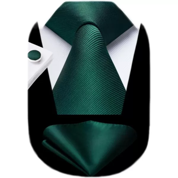 HISDERN Mens Solid Ties Formal Business Woven Tie and Pocket Square Cufflinks Set Classic Silk Satin Necktie Wedding