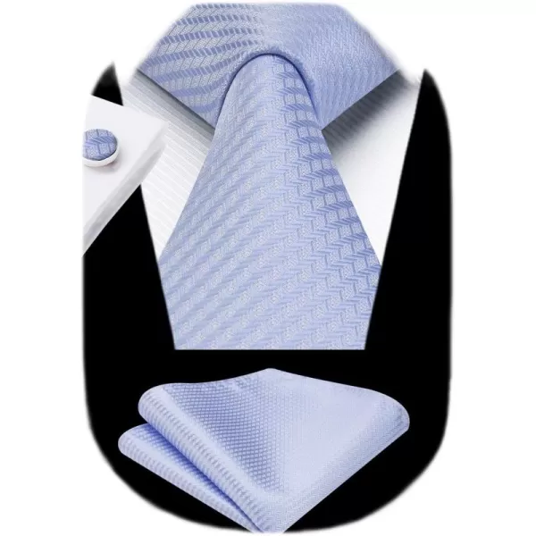 HISDERN Mens Solid Ties Formal Business Woven Tie and Pocket Square Cufflinks Set Classic Silk Satin Necktie Wedding