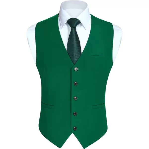 HISDERN Men's Suit Vest Business Formal Dress Waistcoat Vest with 3 Pockets for Suit or Tuxedo