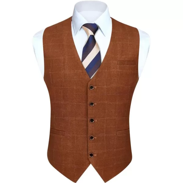 HISDERN Men's Suit Vest Business Formal Plaid Dress Waistcoat Slim Fit Vests for Men with 3 Pocket for Suit or Tuxedo