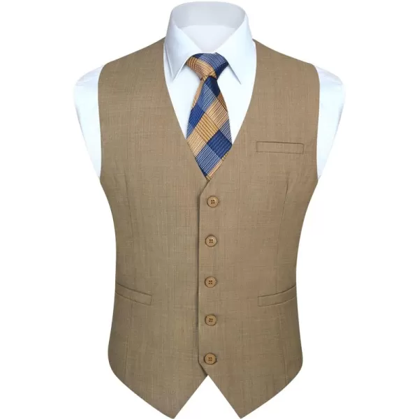 HISDERN Men's Suit Vest Business Formal Plaid Dress Waistcoat Slim Fit Vests for Men with 3 Pocket for Suit or Tuxedo