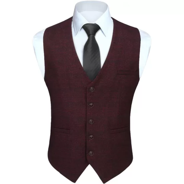 HISDERN Men's Suit Vest Business Formal Plaid Dress Waistcoat Slim Fit Vests for Men with 3 Pocket for Suit or Tuxedo