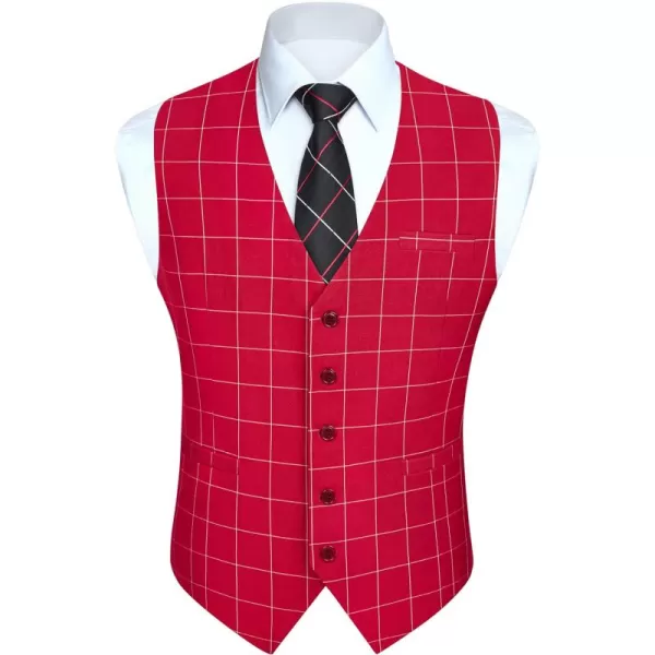HISDERN Men's Suit Vest Business Formal Plaid Dress Waistcoat Slim Fit Vests for Men with 3 Pocket for Suit or Tuxedo