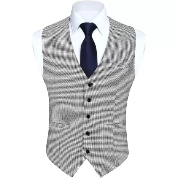 HISDERN Men's Suit Vest Business Formal Plaid Dress Waistcoat Slim Fit Vests for Men with 3 Pocket for Suit or Tuxedo