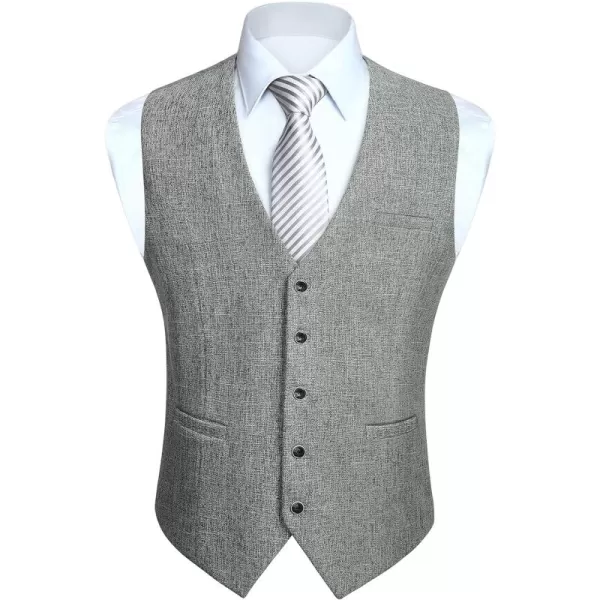 HISDERN Men's Suit Vest Business Formal Plaid Dress Waistcoat Slim Fit Vests for Men with 3 Pocket for Suit or Tuxedo