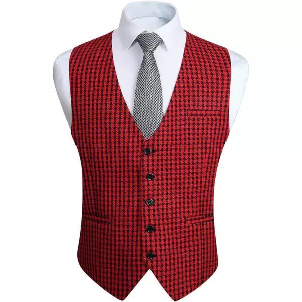 HISDERN Men's Suit Vest Business Formal Plaid Dress Waistcoat Slim Fit Vests for Men with 3 Pocket for Suit or Tuxedo