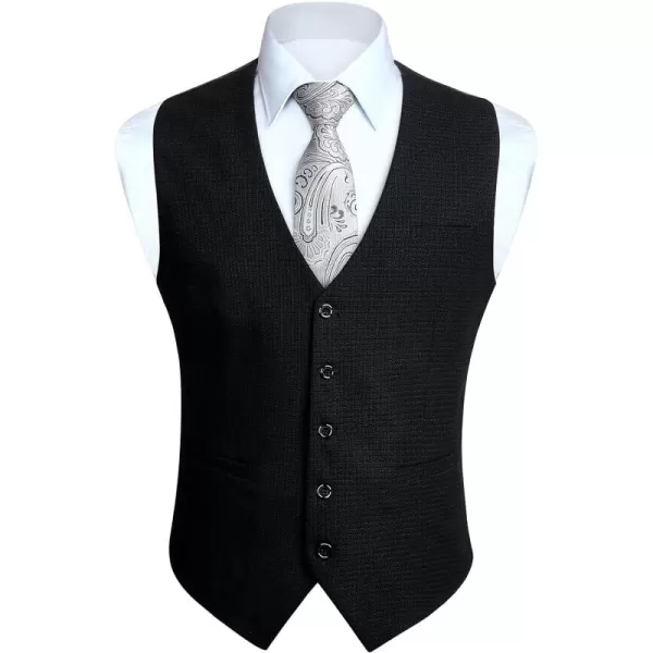 HISDERN Men's Suit Vest Business Formal Plaid Dress Waistcoat Slim Fit Vests for Men with 3 Pocket for Suit or Tuxedo