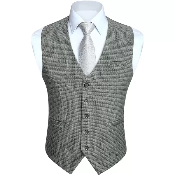 HISDERN Men's Suit Vest Business Formal Plaid Dress Waistcoat Slim Fit Vests for Men with 3 Pocket for Suit or Tuxedo