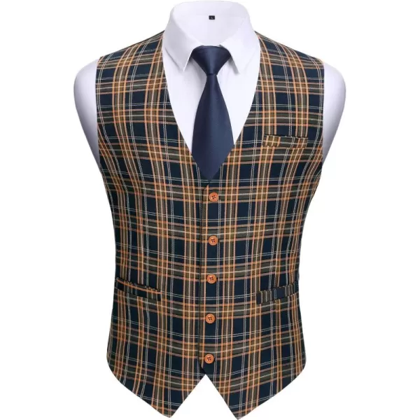 HISDERN Men's Suit Vest Business Formal Plaid Dress Waistcoat Slim Fit Vests for Men with 3 Pocket for Suit or Tuxedo