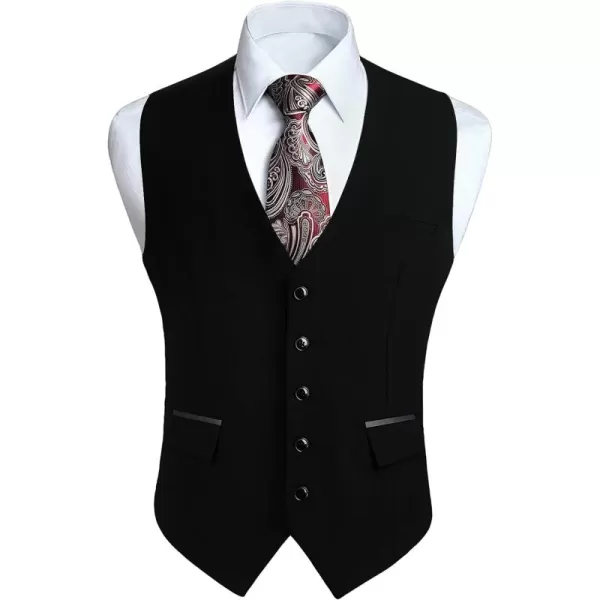 HISDERN Men's Suit Vest Business Suit Vests for Men Formal Slim Fit Solid Wedding Dress Waistcoat for V-Neck Tuxedo Vest