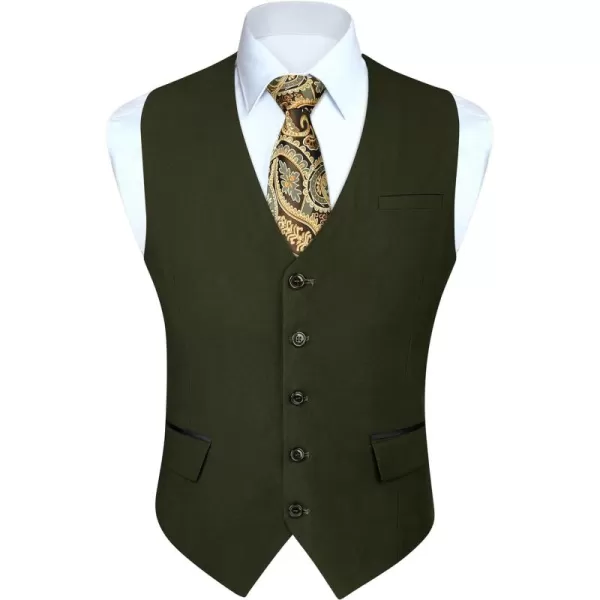 HISDERN Men's Suit Vest Business Suit Vests for Men Formal Slim Fit Solid Wedding Dress Waistcoat for V-Neck Tuxedo Vest