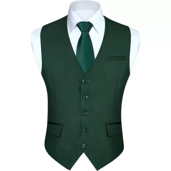 HISDERN Men's Suit Vest Business Suit Vests for Men Formal Slim Fit Solid Wedding Dress Waistcoat for V-Neck Tuxedo Vest