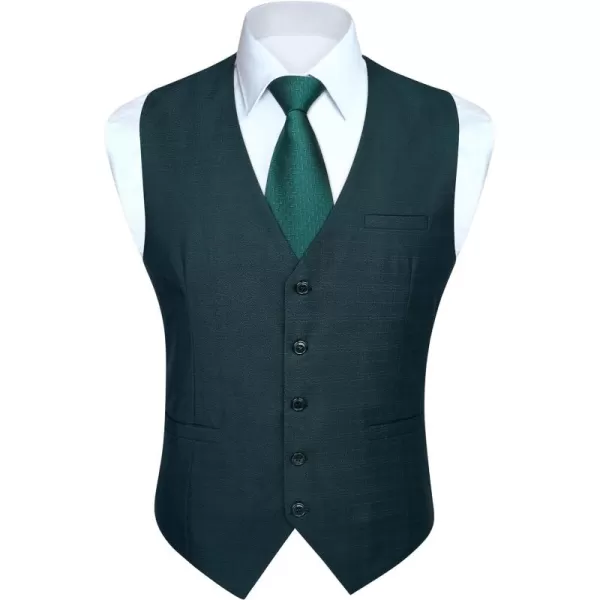 HISDERN Men's Suit Vest Business Suit Vests for Men Formal Slim Fit Solid Wedding Dress Waistcoat for V-Neck Tuxedo Vest