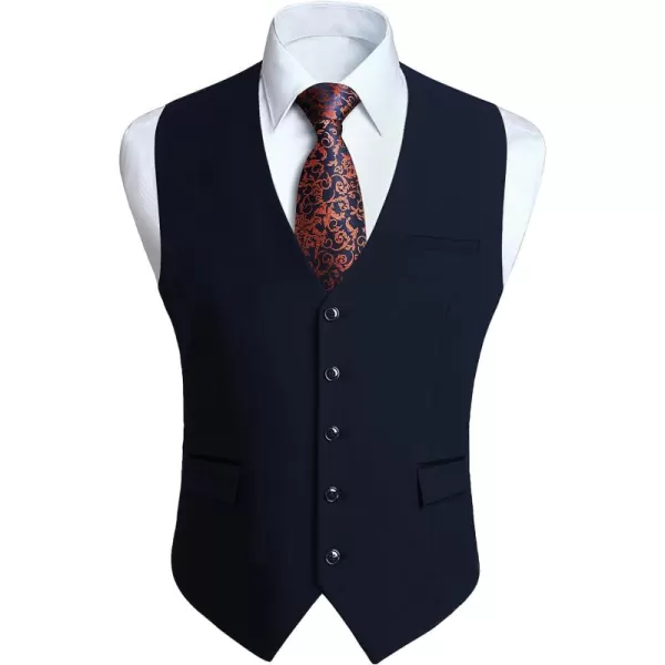 HISDERN Men's Suit Vest Business Suit Vests for Men Formal Slim Fit Solid Wedding Dress Waistcoat for V-Neck Tuxedo Vest