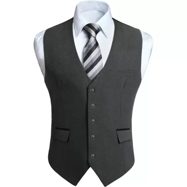 HISDERN Men's Suit Vest Business Suit Vests for Men Formal Slim Fit Solid Wedding Dress Waistcoat for V-Neck Tuxedo Vest